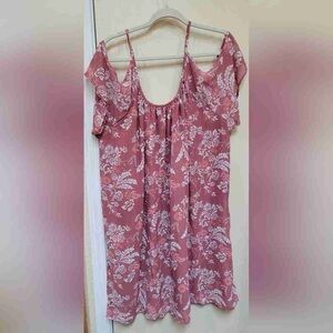 Floral Pink Cold Shoulder Dress
